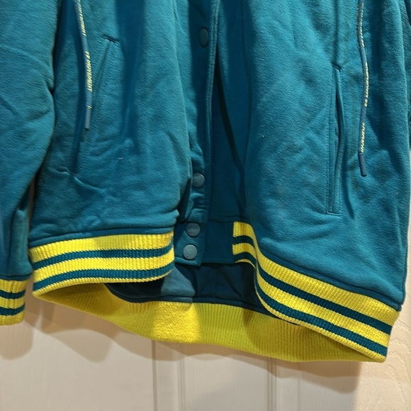 Free People FP Movement Post Up Teal Varsity Sweatshirt Jacket S Hoodie - Picture 8 of 12